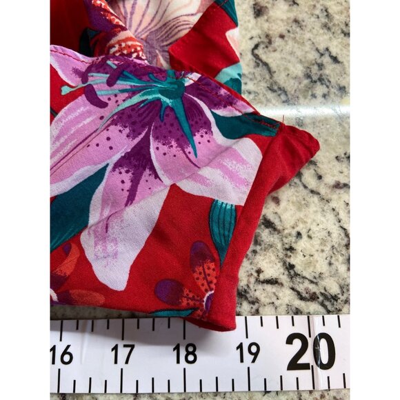 Old Navy Ruffle Y2K Cami Top L Adjustable Strap Red Floral Tropical Resort Beach - Picture 5 of 7